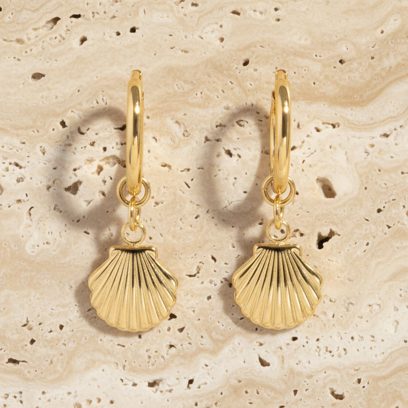 Shell Pendant Huggie Earrings