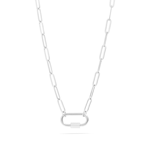 ORRÉ Paperclip Carabiner Necklace in silver — product detail photograph