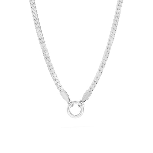 Silver ORRÉ Curb Chain Charmkeeper Necklace with front spring ring