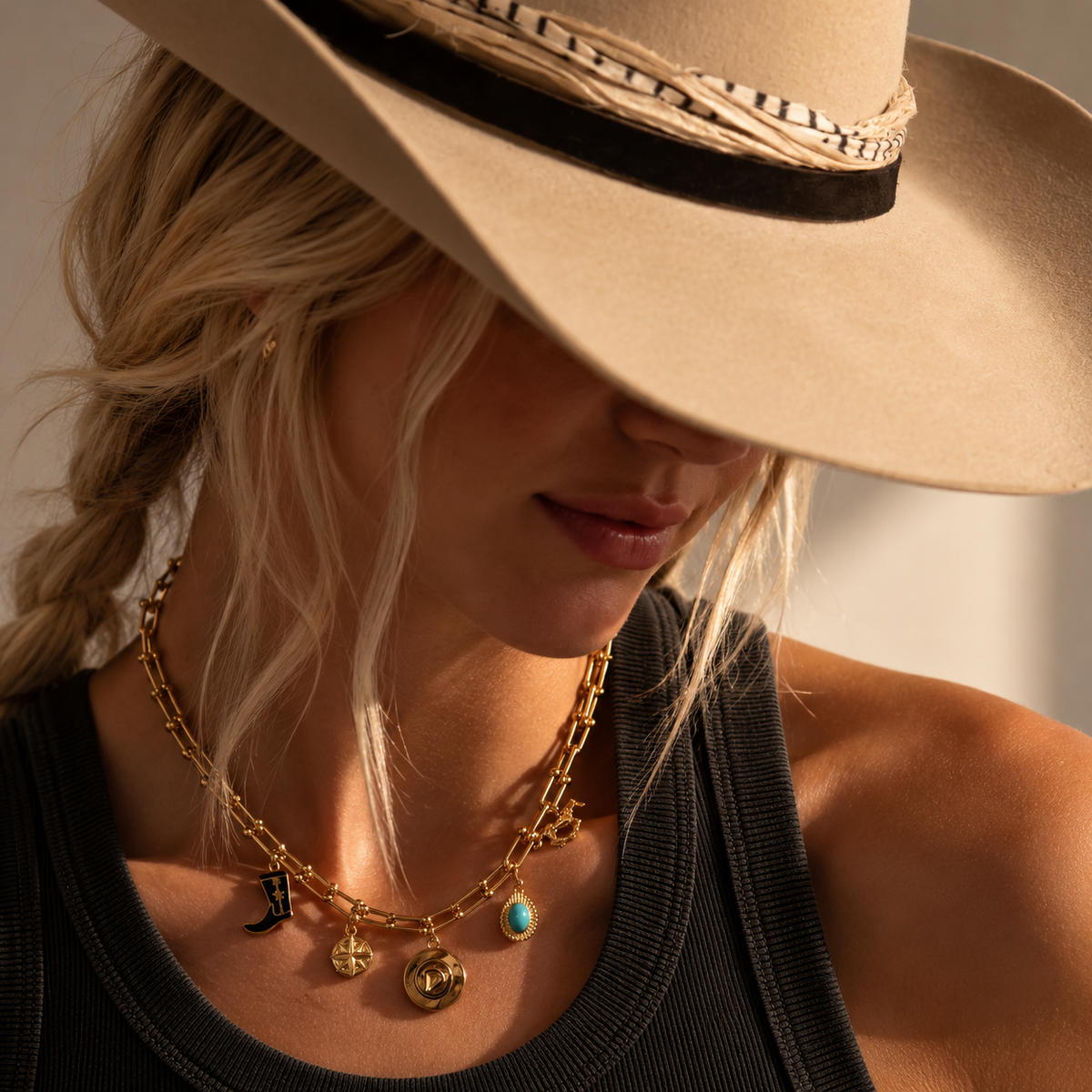 ORRÉ western charms styled on a model