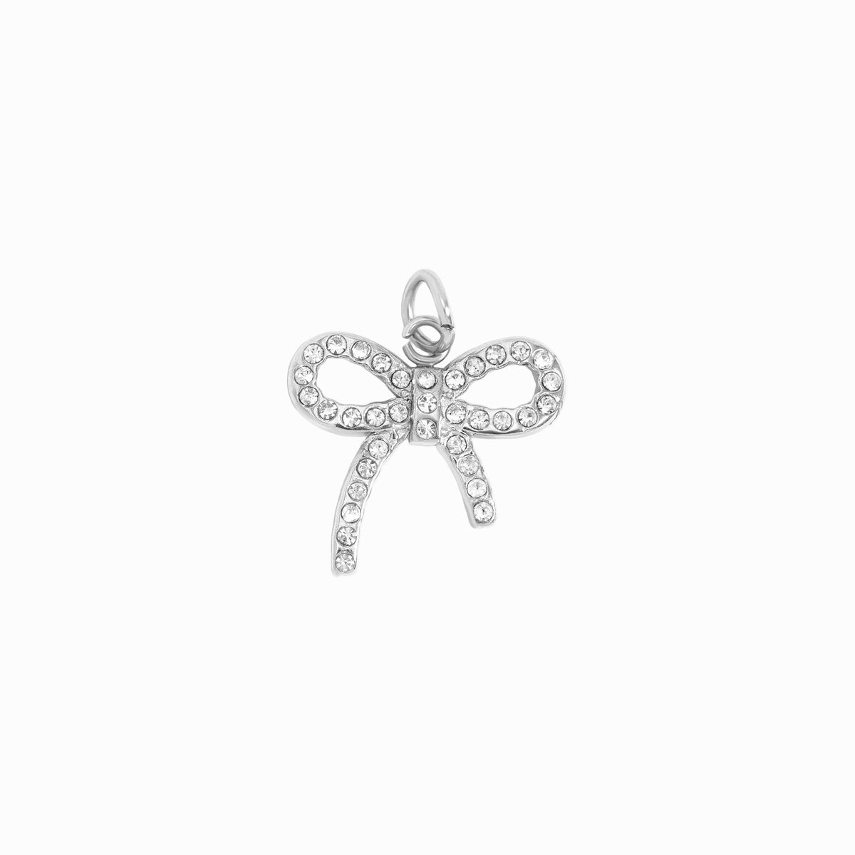 ORRÉ Rhinestone Bow Charm in silver — product detail photograph