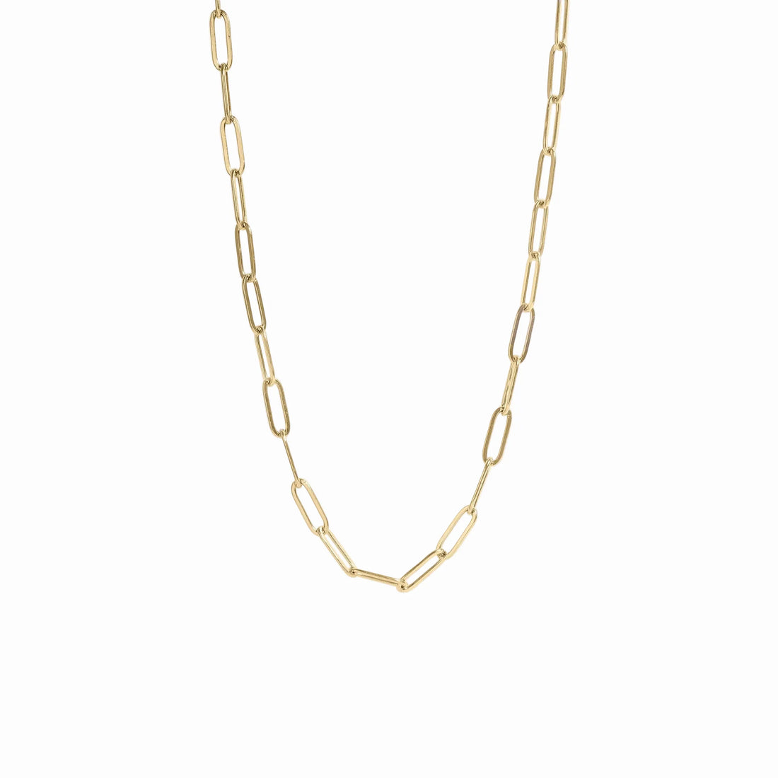 Gold paperclip chain necklace for layering inspiration