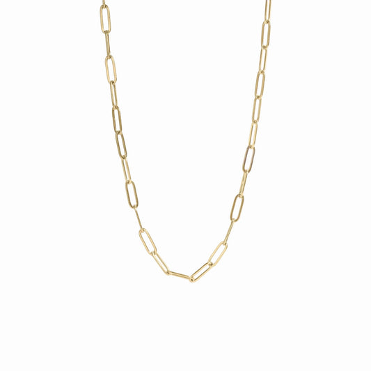 Gold paperclip chain necklace for layering inspiration
