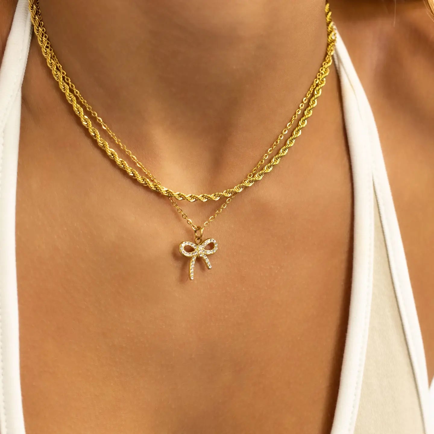 Rhinestone Bow Charm