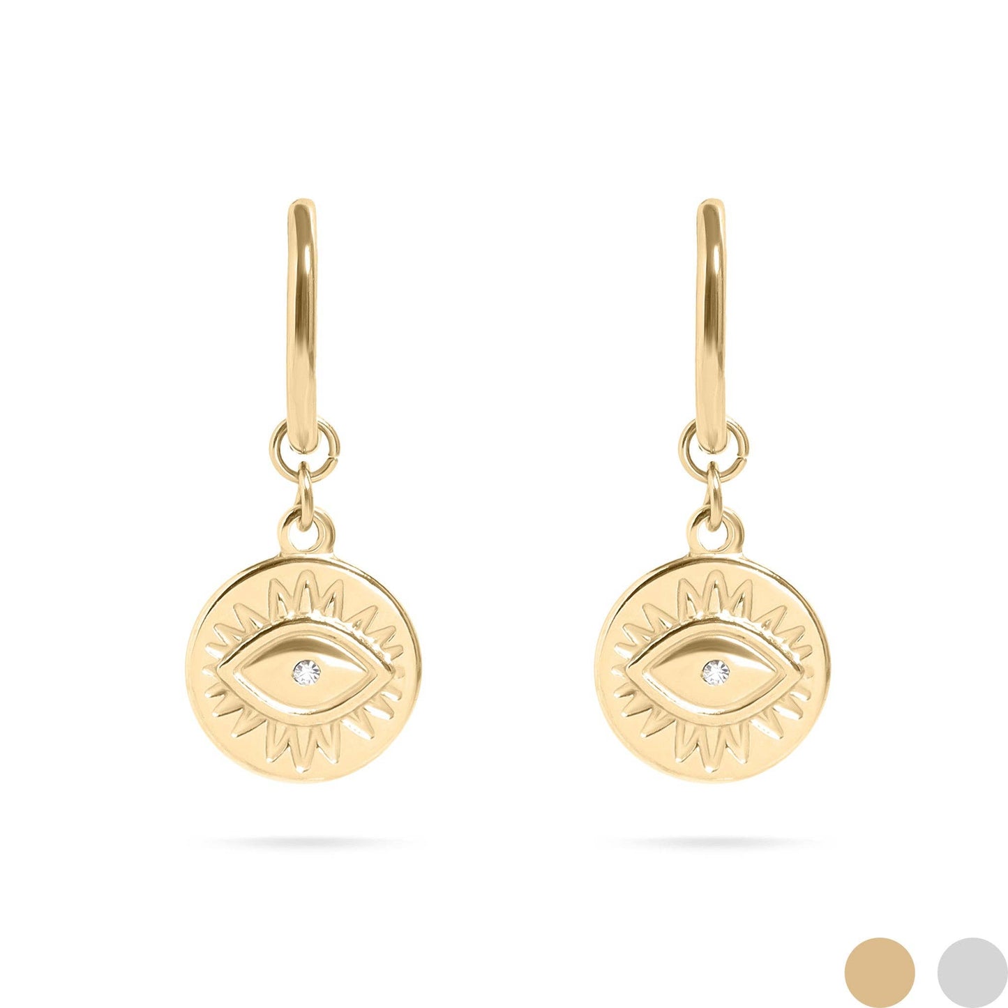 Evil Eye Charm Huggie Earrings