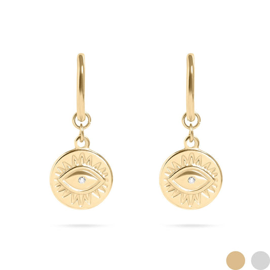 Evil Eye Charm Huggie Earrings