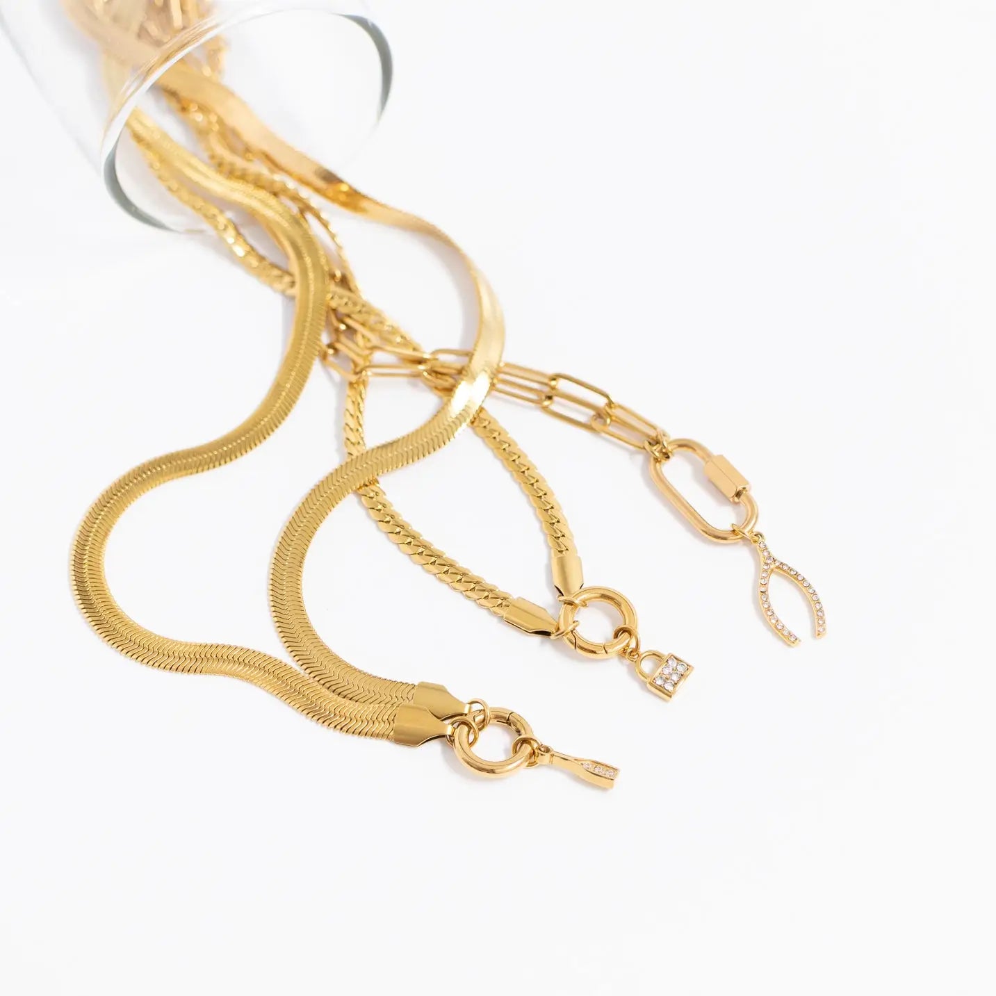 Rhinestone Wishbone Charm