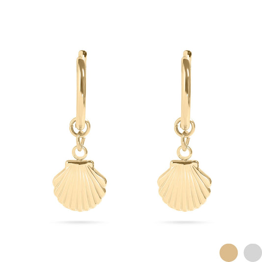 Shell Pendant Huggie Earrings