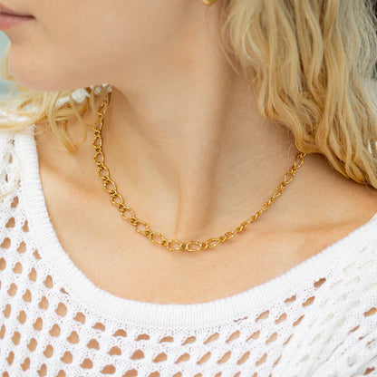 Hammered Oval Chain Necklace