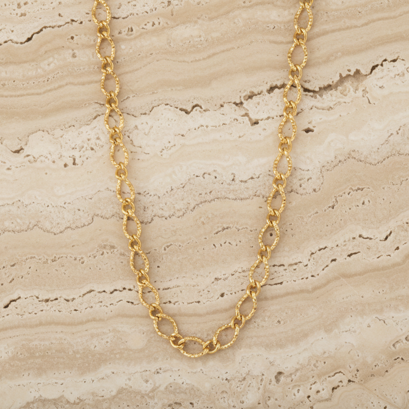 Hammered Oval Chain Necklace