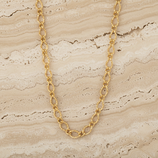 Hammered Oval Chain Necklace