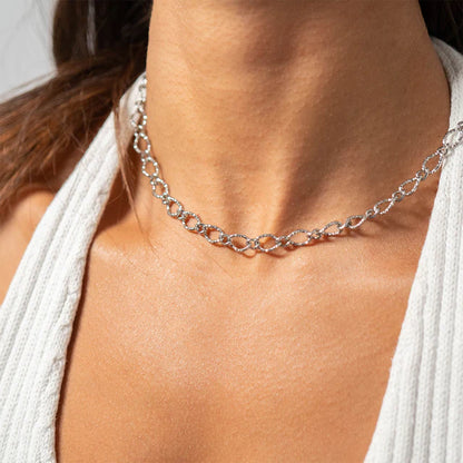 Hammered Oval Chain Necklace