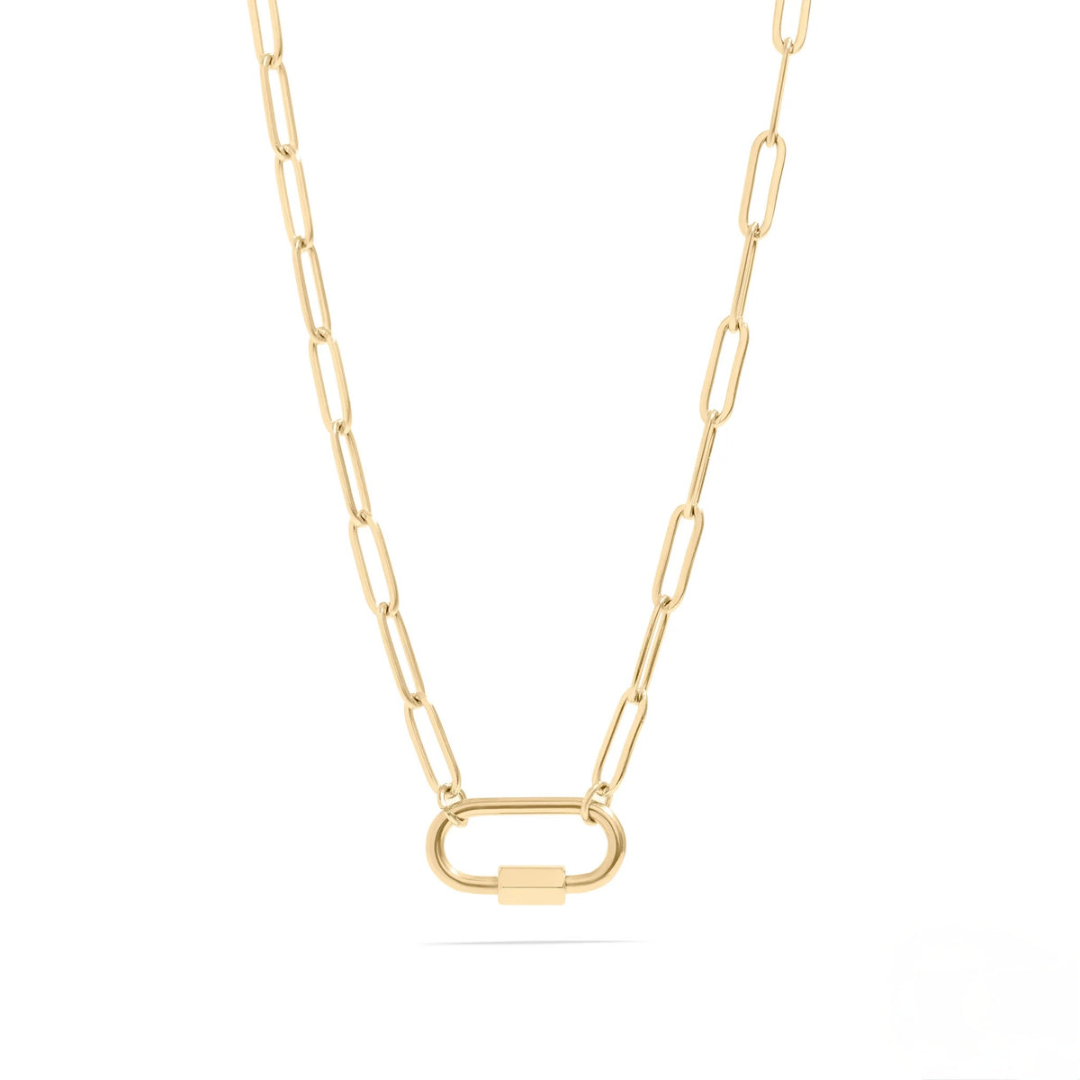 ORRÉ Paperclip Carabiner Necklace in gold — product detail photograph