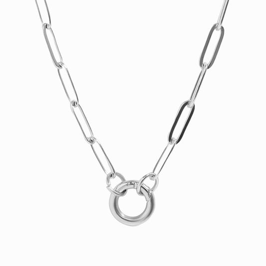 ORRÉ Carabiner Charm Holder Necklace in silver — product detail photograph