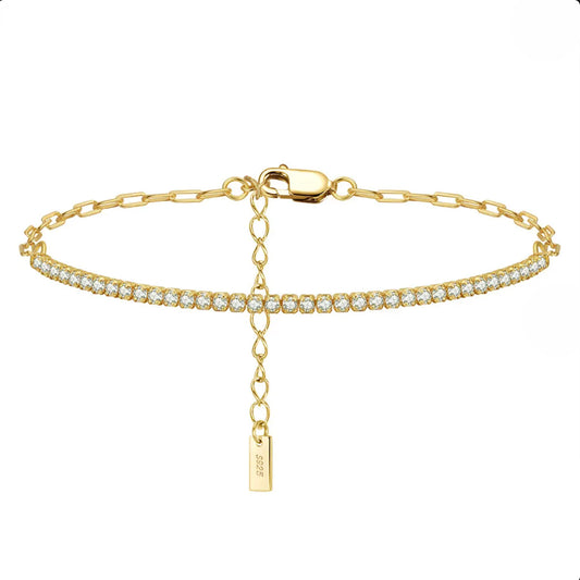 Sterling Silver Crystal Paperclip Bracelet