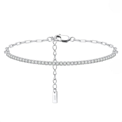 Sterling Silver Crystal Paperclip Bracelet