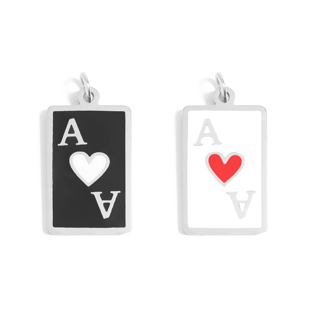 ORRÉ silver Ace of Hearts Charm Duo showing black and white enamel charms