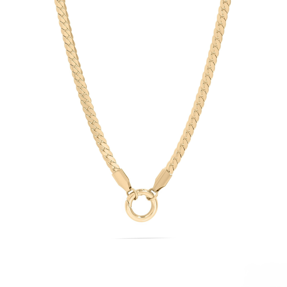 Gold ORRÉ Curb Chain Charmkeeper Necklace with front spring ring