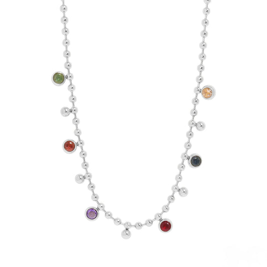 Silver ORRÉ Prism Drop Necklace with multicolor crystal drops