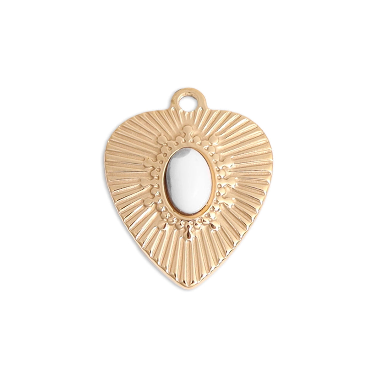 ORRÉ Sunburst Heart Charm in gold with howlite stone