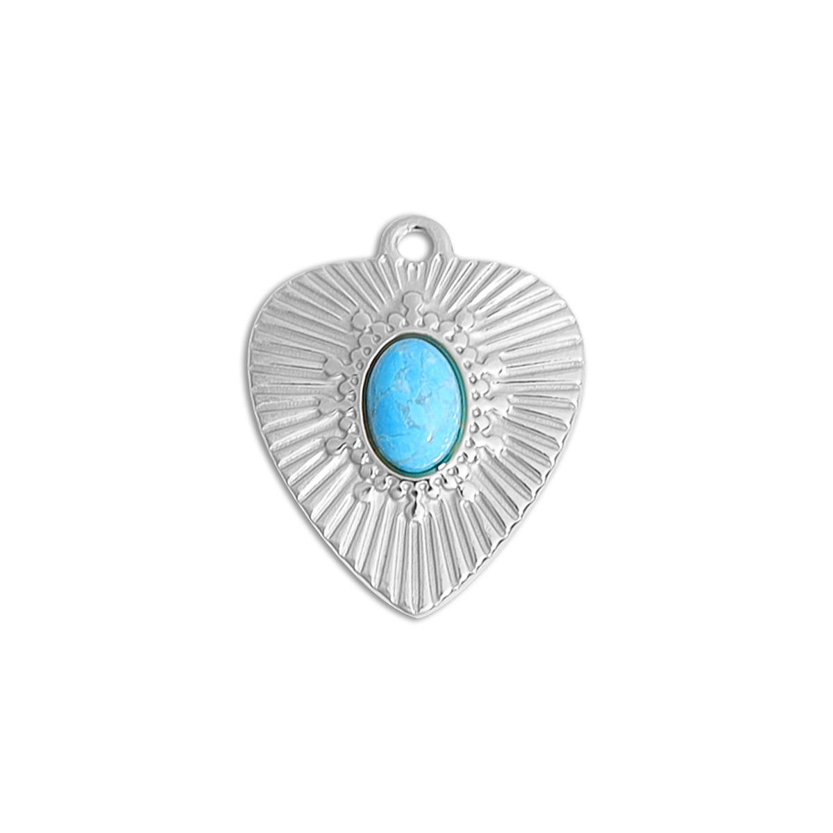 ORRÉ Sunburst Heart Charm in silver with turquoise stone