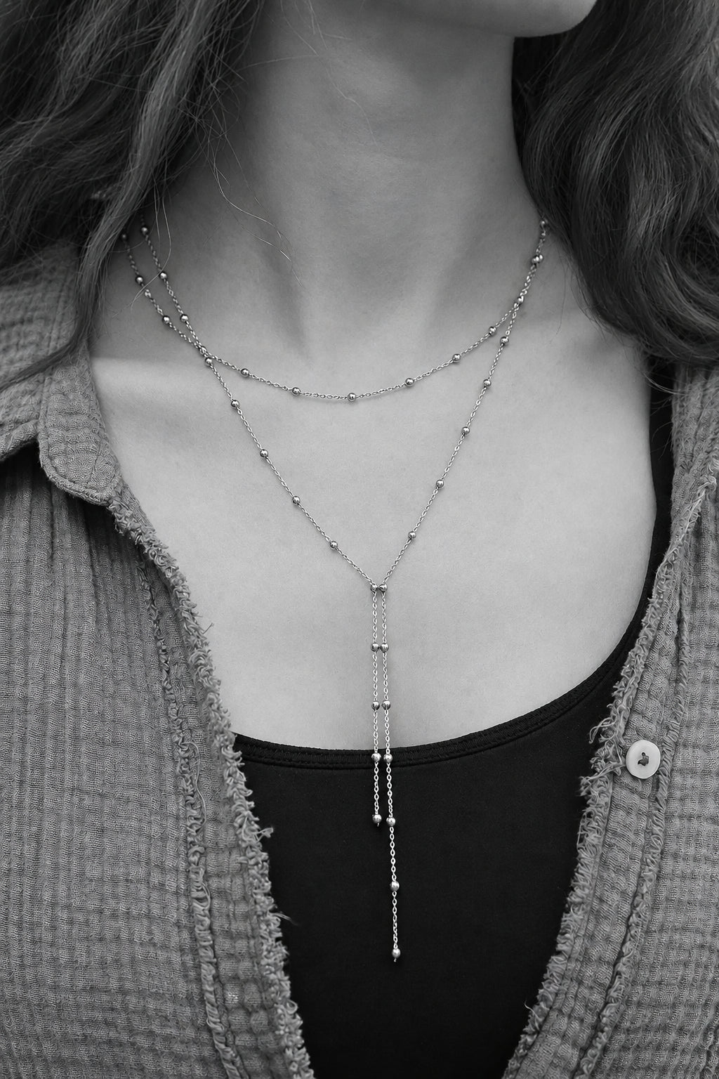 ORRÉ Bead-Drop Lariat Necklace — jewelry product photograph