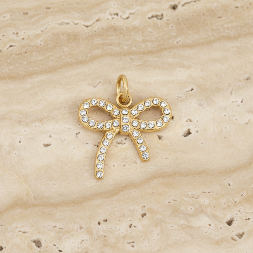 Rhinestone Bow Charm