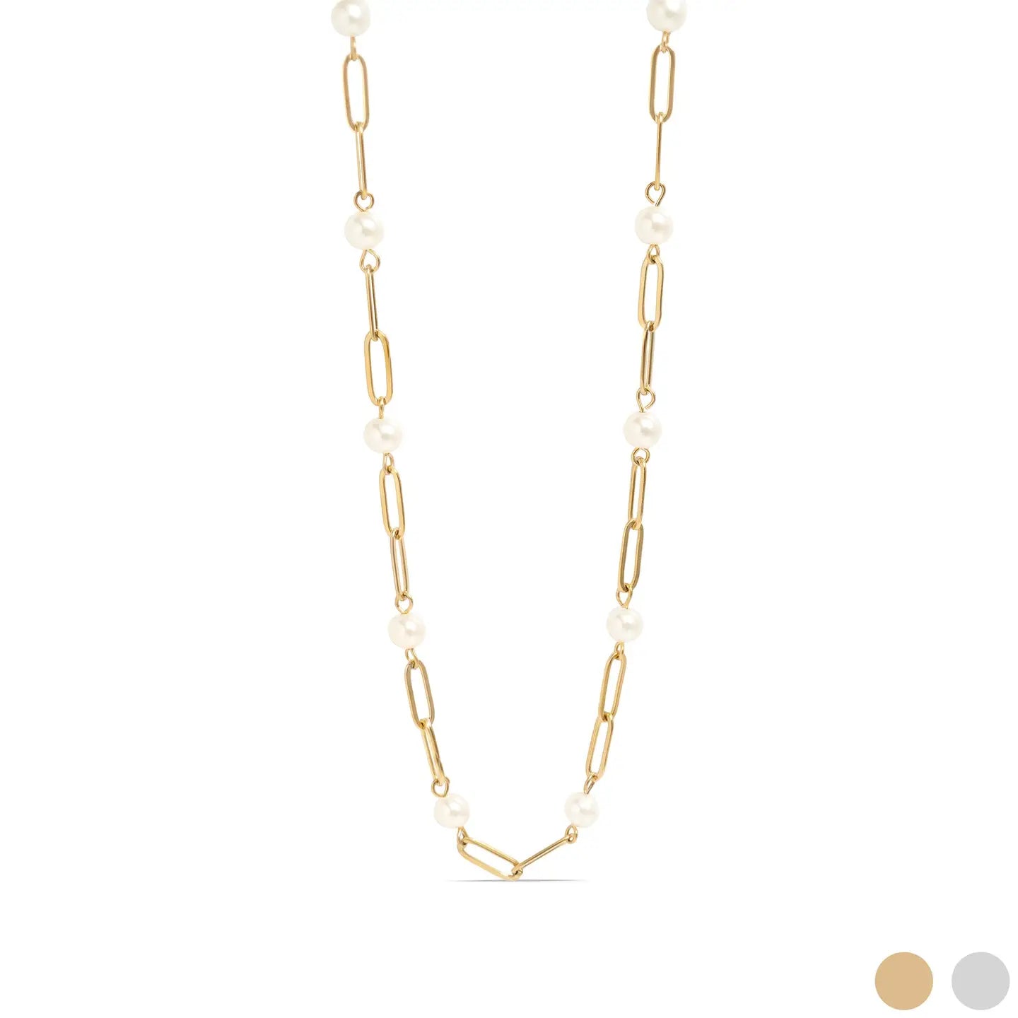 Pearl Paperclip Chain Necklace (PREORDER)