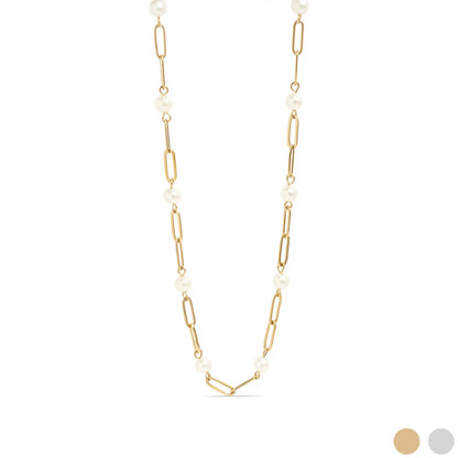 Pearl Paperclip Chain Necklace (PREORDER)
